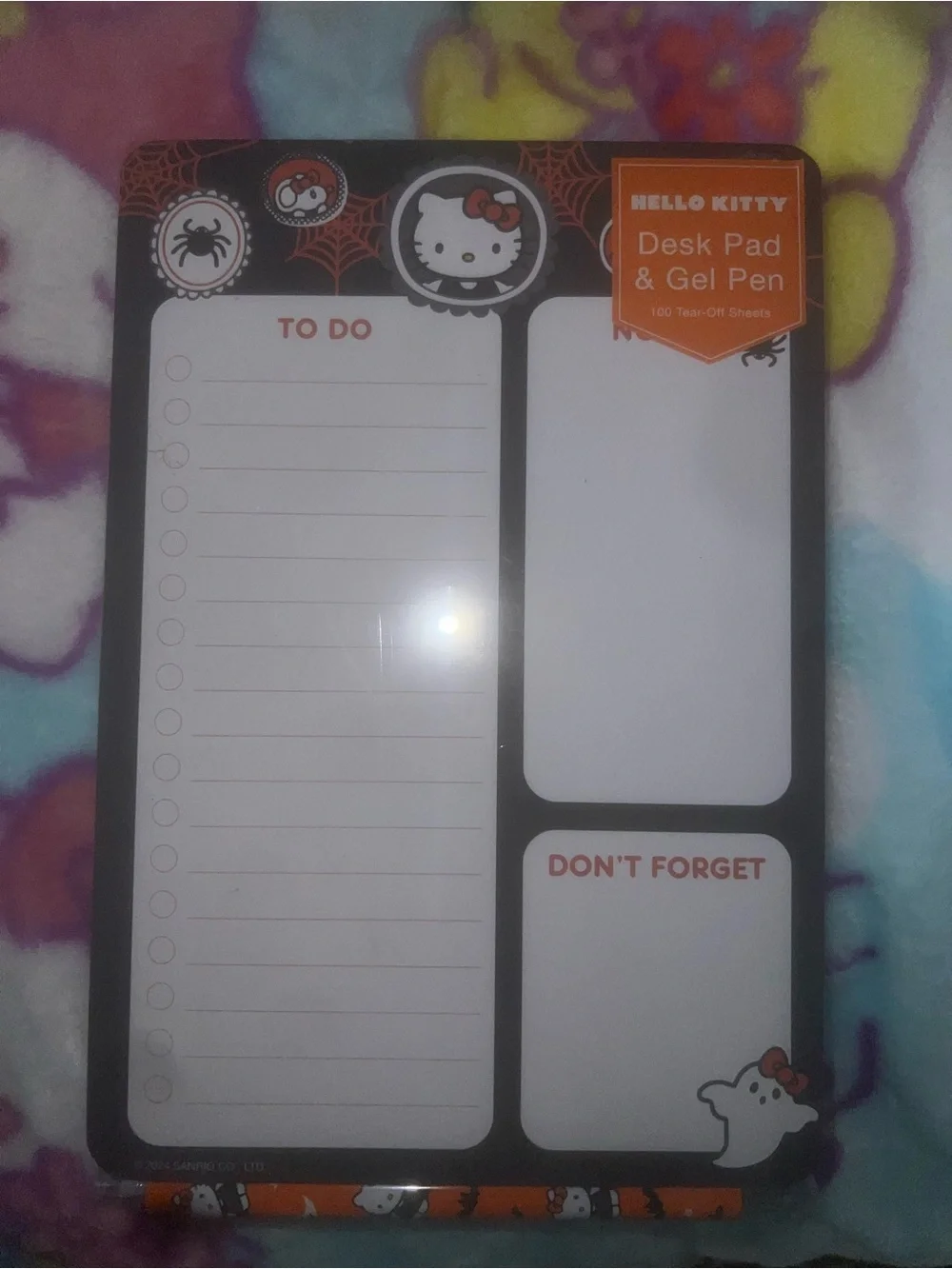 Hello Kitty Black & Orange To-Do Desk Pad with Gel Pen